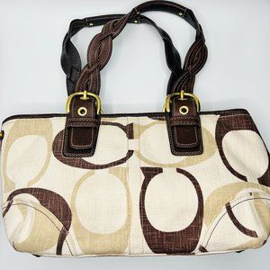 Coach Monogram Satchel w/ Braided Leather Handles